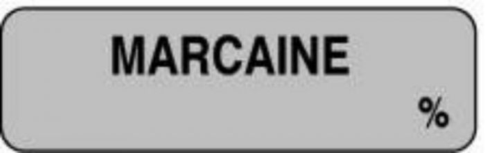 Anesthesia Label (Paper, Permanent) Marcaine % 1 1/4" x 3/8" Gray - 1000 per Roll