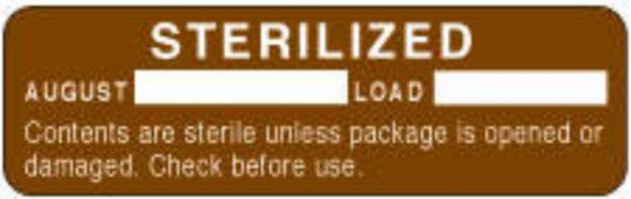 Label Paper Permanent Sterilized August [ 2 7/8" x 7/8", Brown, 1000 per Roll