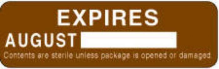 Label Paper Permanent Expires August [  2 7/8"x7/8" Brown 1000 per Roll