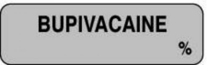 Anesthesia Label (Paper, Permanent) Bupivacaine % 1 1/4" x 3/8" Gray - 1000 per Roll