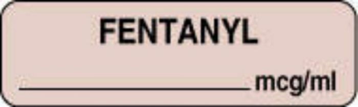 Anesthesia Label (Paper, Permanent) Fentanyl mcg/ml 1 1/4" x 3/8" Tan - 1000 per Roll