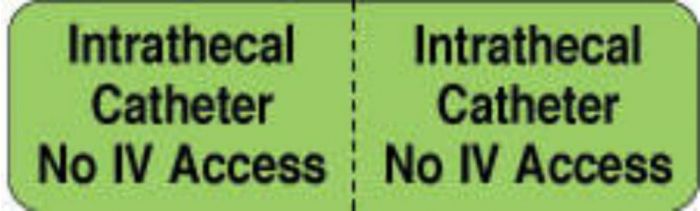 IV Label Wraparound Paper Permanent Intrathecal Catheter  2 7/8"x7/8" Fl. Green 1000 per Roll