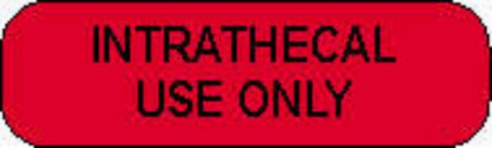 Communication Label (Paper, Permanent) Intrathecal Use Only 1 1/4" x 3/8" Fluorescent Red - 1000 per Roll