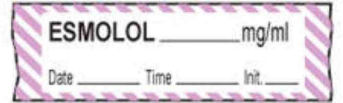 Anesthesia Tape with Date, Time & Initial (Removable) Esmolol mg/ml 1/2" x 500" - 333 Imprints - White with Violet - 500 Inches per Roll