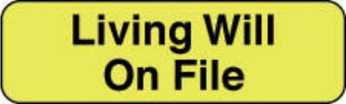 Label Paper Permanent Living Will On File, 1 1/4" x 3/8", Fl. Yellow, 1000 per Roll