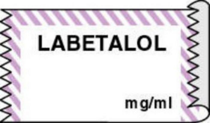 Anesthesia Tape (Removable) Labetalol mg/ml 1/2" x 500" - 333 Imprints - White with Violet - 500 Inches per Roll