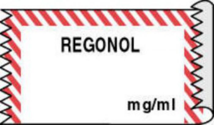 Anesthesia Tape (Removable) Regonol mg/ml 1/2" x 500" - 333 Imprints - White with Fluorescent Red - 500 Inches per Roll