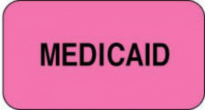 Label Paper Permanent Medicaid 1 5/8" x 7/8", Fl. Pink, 1000 per Roll