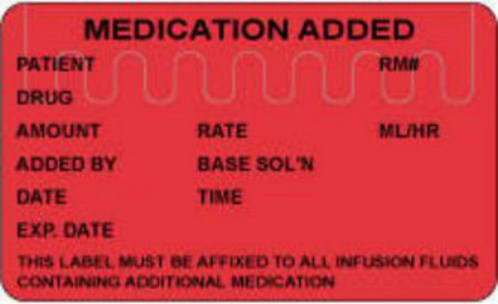 Label Piggyback Paper Permanent Medication Added 1-1/2" Core 2-1/2" x 1-1/2" Fl. Red, 500 per Roll