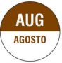 Label Paper Permanent Aug Agosto  White and Brown 1000 per Roll