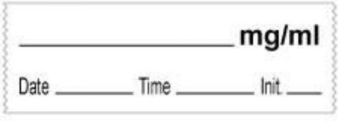 Anesthesia Tape with Date, Time & Initial (Removable) mg/ml 1/2" x 500" - 333 Imprints - White - 500 Inches per Roll