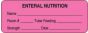 Label Paper Permanent Enteral Nutrition  3"x1 1/8" Fl. Pink 1000 per Roll