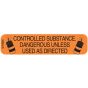 Communication Label (Paper, Permanent) Controlled Sub 1 9/16" x 3/8" Orange - 500 per Roll, 2 Rolls per Box