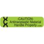 Communication Label (Paper, Permanent) Caution 1 9/16" x 3/8" Fluorescent Green - 500 per Roll, 2 Rolls per Box