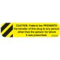 Communication Label (Paper, Permanent) Caution Federal 1 9/16" x 3/8" Yellow - 500 per Roll, 2 Rolls per Box