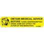 Communication Label (Paper, Permanent) Obtain Medical 1 9/16" x 3/8" Yellow - 500 per Roll, 2 Rolls per Box