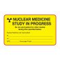 Hazard Label (Paper, Permanent) Nuclear Medicine  3"x1 3/4" Yellow with Red - 500 Labels per Roll