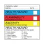 Hazard Label (Paper, Permanent) Chemical Name 2 1/4"x2 1/4" White - 500 Labels per Roll