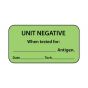 Lab Communication Label (Paper, Permanent) Unit Negative When  1 5/8"x7/8" Fluorescent Green - 1000 per Roll