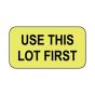 Lab Communication Label (Paper, Permanent) Use This Lot First  1 5/8"x7/8" Fluorescent Yellow - 1000 per Roll