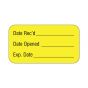 Lab Communication Label (Paper, Permanent) Date Recd ___  1 5/8"x7/8" Yellow - 1000 per Roll