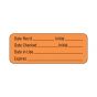 Lab Communication Label (Paper, Permanent) Date Recd ___  2 1/4"x7/8" Fluorescent Orange - 1000 per Roll