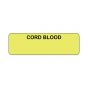 Lab Communication Label (Paper, Permanent) Cord Blood  2 7/8"x7/8" Fluorescent Yellow - 1000 per Roll