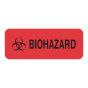 Hazard Label (Paper, Permanent) Biohazard 2-1/4"x7/8" Fluorescent Red - 1000 Labels per Roll