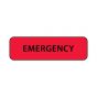 Lab Communication Label (Paper, Permanent) Emergency  1 1/4"x3/8" Fluorescent Red - 1000 per Roll