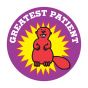 Label Pediatric Award Sticker Paper Permanent Greatest Patient Purple, 250 per Roll