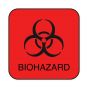 Hazard Label (Paper, Permanent) Biohazard  1"x1 Fluorescent Red - 1000 Labels per Roll