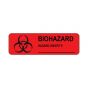 Hazard Label (Paper, Permanent) Biohazardhazard  2 7/8"x7/8" Fluorescent Red - 1000 Labels per Roll