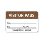 Visitor Pass Label Paper Removable "Visitor Pass Name" 1-1/2" Core 2-3/4" x 1-3/4" Brown, 1000 per Roll