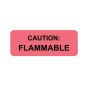 Hazard Label (Paper, Permanent) Caution: Flammable  2 1/4"x7/8" Fluorescent Red - 1000 Labels per Roll