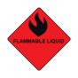 Hazard Label (Paper, Permanent) Flammable Liquid  7/8"x7/8" Fluorescent Red - 1000 Labels per Roll