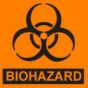 Label Paper Permanent Biohazard 1" Core 5"x5 Fl. Orange 250 per Roll