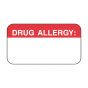 Label Paper Permanent Drug Allergy:  1-5/8"x7/8" White with Red 1000 per Roll