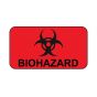 Hazard Label (Paper, Permanent) Biohazard  1 5/8"x7/8" Fluorescent Red - 1000 Labels per Roll