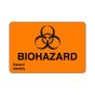 Hazard Label (Paper, Permanent) Biohazardhazard  3"x2" Fluorescent Orange - 500 Labels per Roll