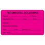 Communication Label (Paper, Permanent) Parenteral Solutions 3" x 1 3/4" Fluorescent Pink - 500 per Roll