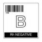 ISBT 128 Label (Synthetic, Permanent) "B RH Negative'' 2"x2" White - 500 per Roll