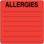 Label Paper Permanent Allergies  2 1/2"x2 1/2" Red 500 per Roll