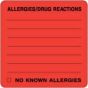 Label Paper Permanent Allergies/drug React 1 1/2" Core 2 1/2"x2 1/2" Red 500 per Roll