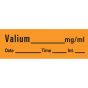 Anesthesia Tape with Date, Time & Initial (Removable) Valium mg/ml Date 1/2" x 500" - 333 Imprints - Orange - 500 Inches per Roll