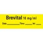 Anesthesia Tape with Date, Time & Initial (Removable) Brevital 10 mg/ml 1 Core 1/2" x 500" - 333 Imprints - Yellow - 500 Inches per Roll