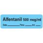 Anesthesia Label with Date, Time & Initial (Paper, Permanent) Alfentanil 500 1 1/2" x 1/2" Blue - 600 per Roll