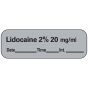 Anesthesia Label with Date, Time & Initial (Paper, Permanent) Lidocaine 2% mg/ml 20 1 1/2" x 1/2" Gray - 600 per Roll