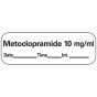 Anesthesia Label with Date, Time & Initial (Paper, Permanent) Metoclopramide 10 mcg/ml 1 1 1/2" x 1/2" White - 600 per Roll