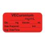 Anesthesia Label, with Expiration Date, Time & Initial (Paper, Permanent) "Vecuronium mg/ml" 1-1/2" x 3/4", Fluorescent Red - 500 per Roll