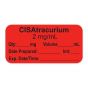 Anesthesia Label, with Expiration Date, Time & Initial (Paper, Permanent) "CisAtracurium 2 mg/ml" 1-1/2" x 3/4", Fluorescent Red - 500 per Roll